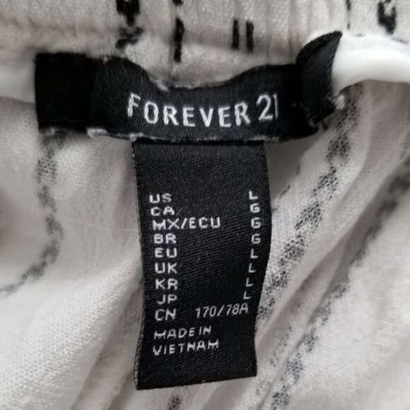 Forever 21 Women Pinstripe Wide-Leg Pants Size Large Black White Office Vacation - Picture 5 of 5